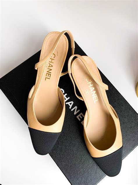 chanel classic slingback|Chanel slingback beige and black.